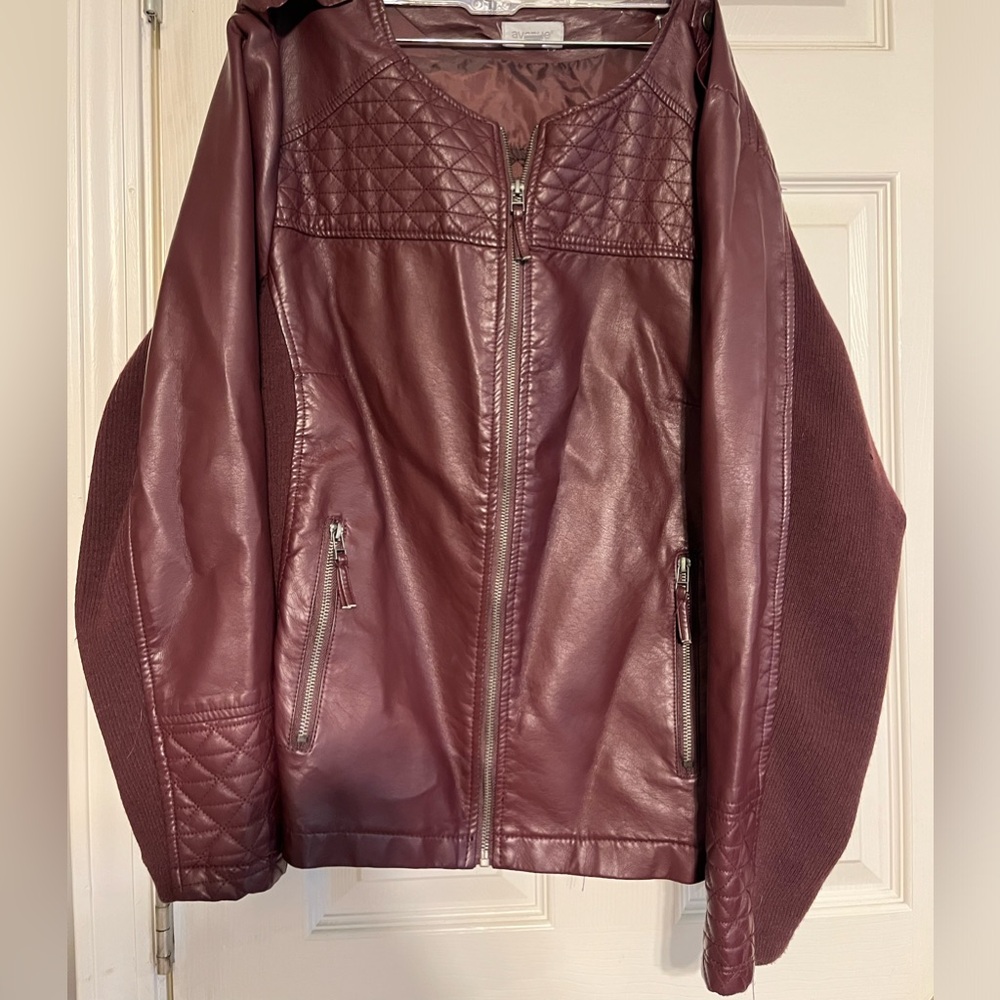 Maroon Avenue Faux Leather Jacket